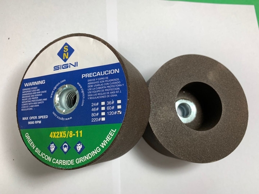 حجر جلخ من كربيد السيليكون الأخضر 4 بوصة مع خيط 5 / 8-11 للجرانيت 4X2X5 / 8-11،120 حصى